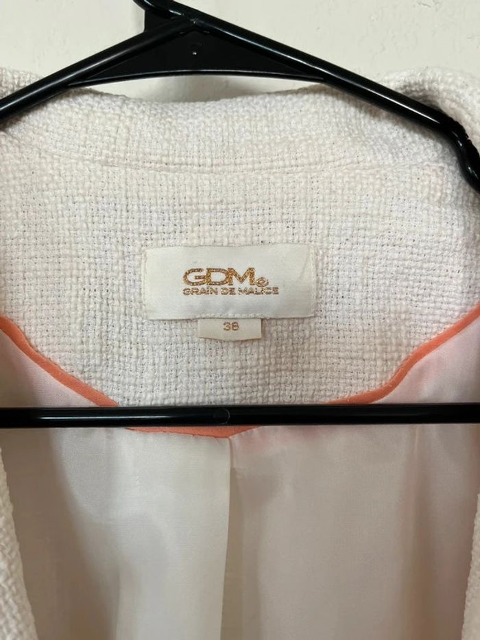 Veste blazer long Grain de malice GDM blanc taille 38 #EmmaLilleM38 - photo numéro 4