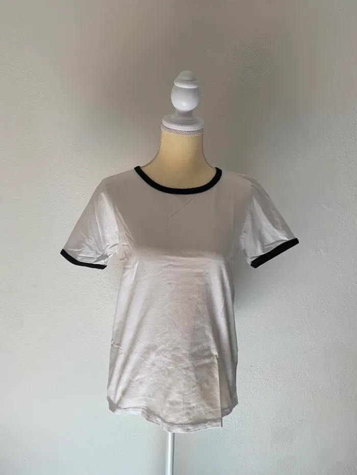 T-shirt blanc basique avec liseré noir – Primark – 14/15 ans