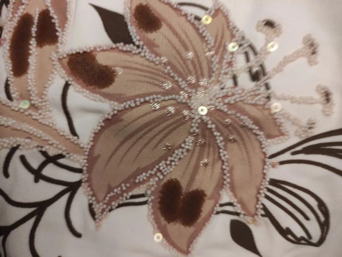 Tunique crème Damart fleurie broderies taille 50/ 52 - photo numéro 4