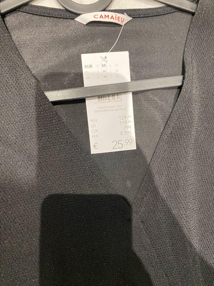 Body manches longues col V neuf Camaïeu M - photo numéro 2