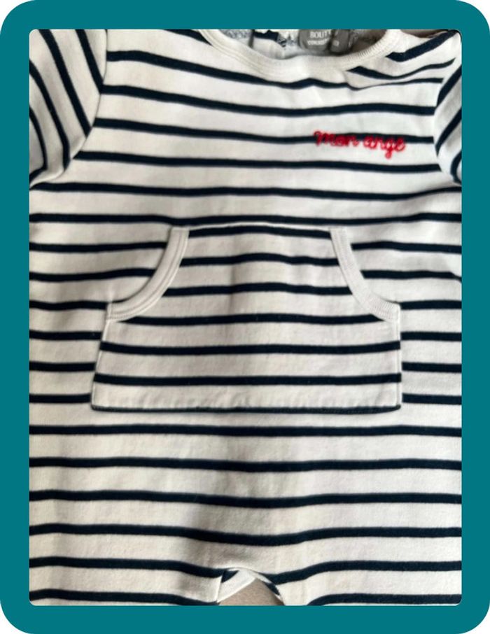 Pyjama marinière coton 12 mois 'Mon Amour' - Bout'chou - photo numéro 4