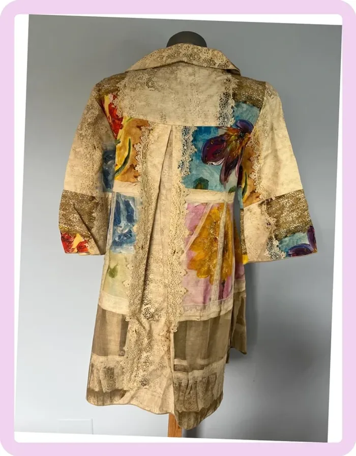 Manteau long motifs colorés Louise Della - Taille 3 - photo numéro 5