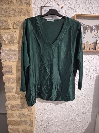 Magnifique blouse bi matière made in itaile 30%soie taille 46
