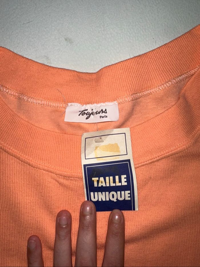 🧡 Pull long femme corail taille unique neuf avec étiquette Toujours Paris 🧡 - photo numéro 6