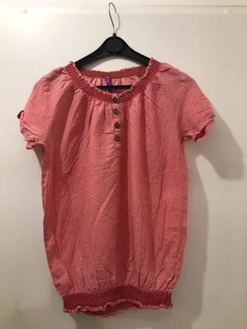Haut fille gemo manches courtes rouge blanc 14ans