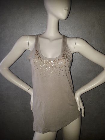 débardeur beige et doré 3 suisses taille 34/36