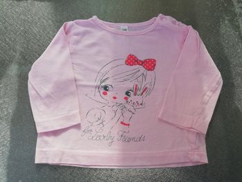 Tee-shirt manches longues rose 6 mois fille