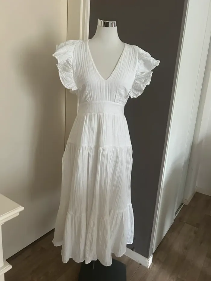 Guru jagat robe longue blanche coton volante , femme, taille 1/36