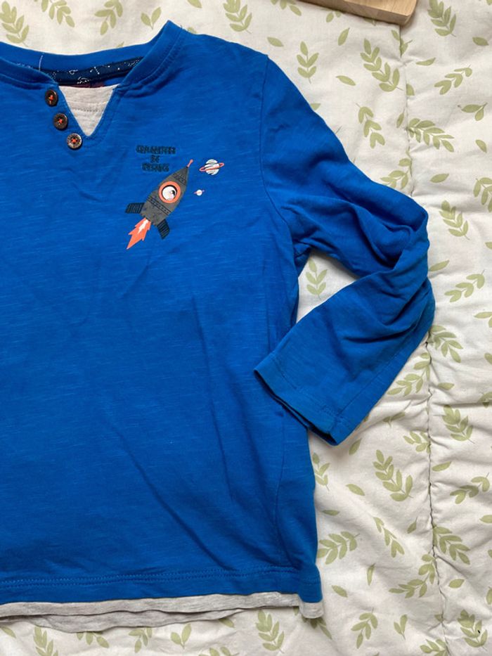 teeshirt manches longues bleu et gris 3 ans sergent major - photo numéro 4