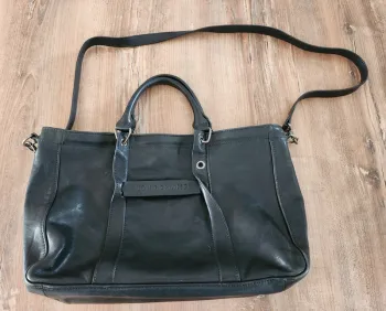sac a main longchamp 3D édition limitée en cuir de veau noir,porté main épaule bandoulière