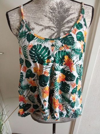 Tunique, blouse , Débardeur été femme motif femme, bretelles, Gémo taille 38 ou M