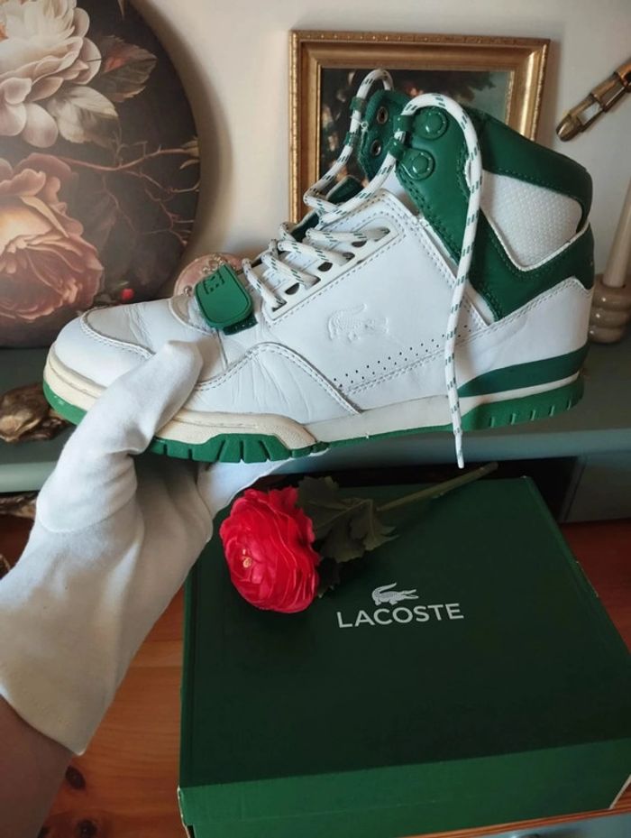 🍒 Baskets Montantes Lacoste Missouri Mid 319 White & Green T42🍒