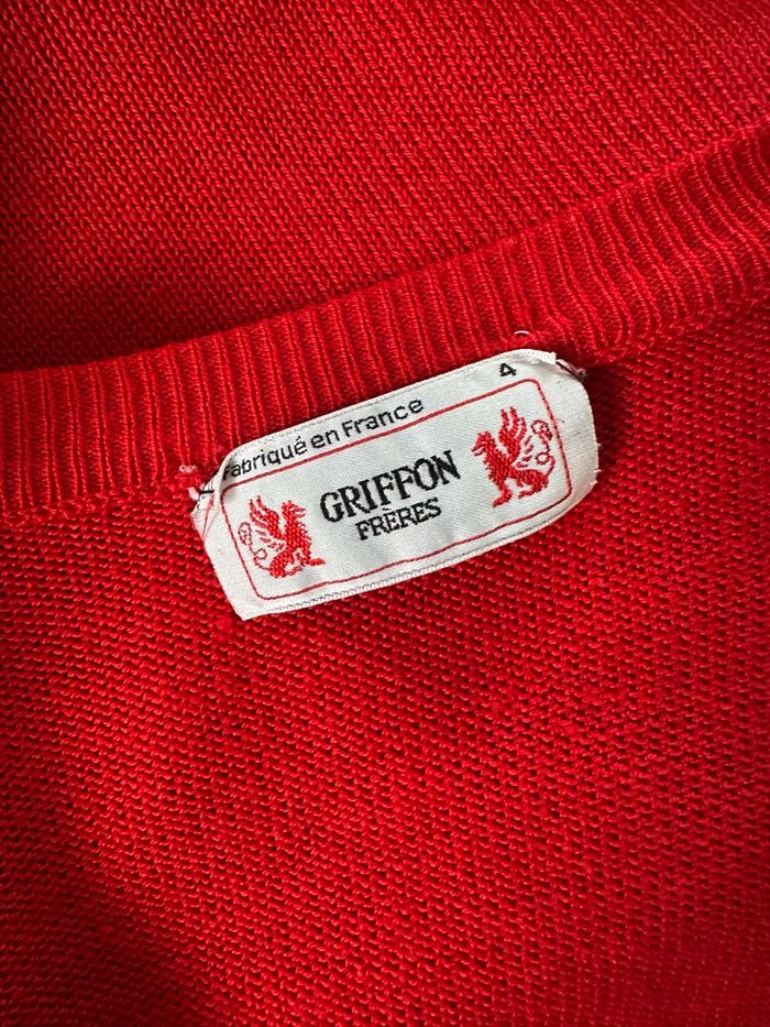 Pull rouge en maille Griffon Vintage TXL - photo numéro 8