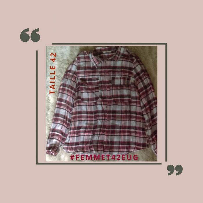 Chemise femme à carreaux à manches longues T42 - Camaieu