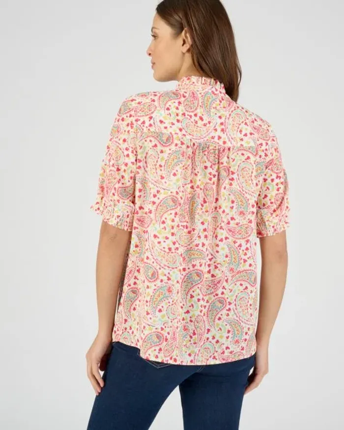 Chemisier fantaisie volantée - Pastel Indien - Damart - taille 46 - photo numéro 3