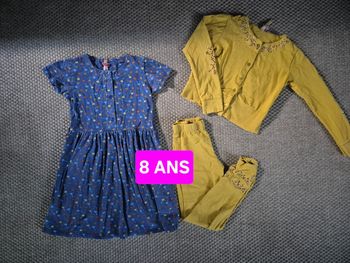 Ensemble robe + bolero + leggings automne - fille 8 ans
