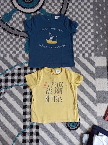 Lot de 2 t-shirts MC - taille 18 mois