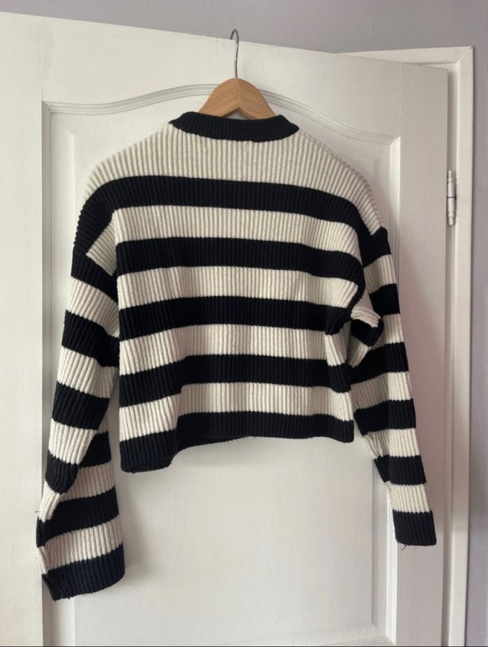 Pull côtelé marinière - Bershka - Taille XS, coupe courte - photo numéro 3