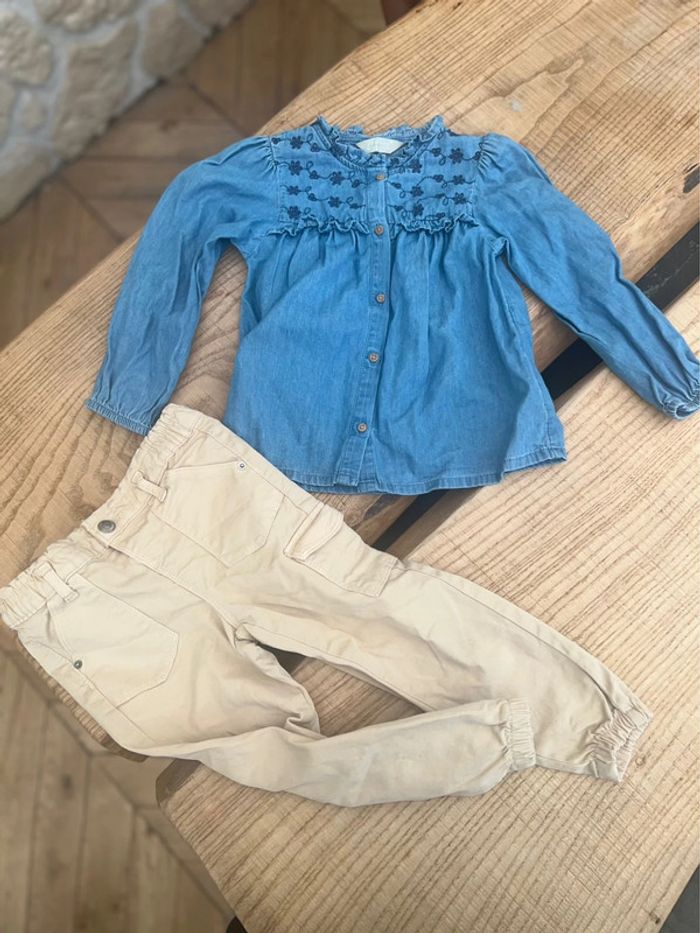 Ensemble 3 ans kiabi primark blouse chemise cargo jean fille