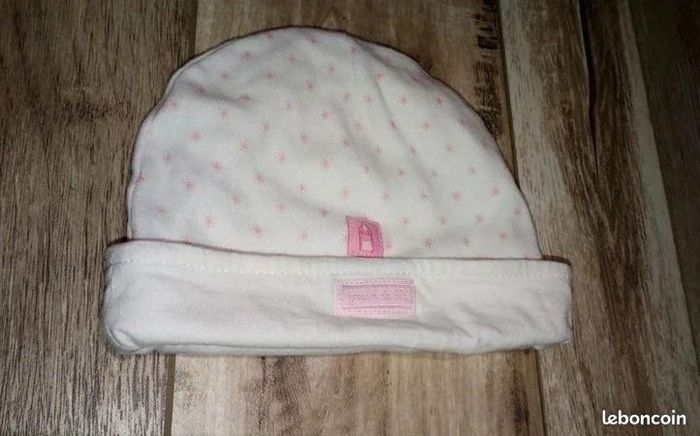 Lot bonnet chaussons blanc pois rose fille grain de blé taille 1 mois - photo numéro 5