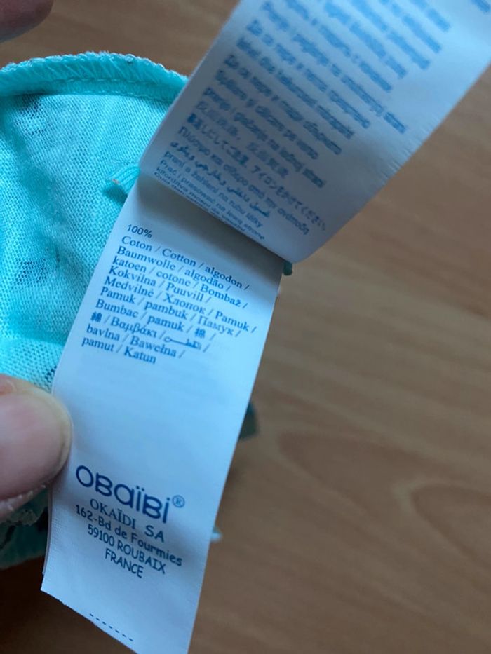 Beau short turquoise Obaïbi T. 6 mois/68 cm garçon neuf avec étiquette - photo numéro 7