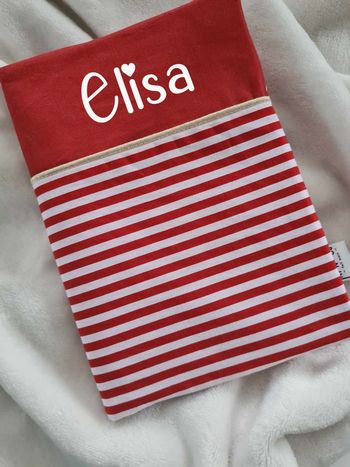 Protège carnet personnalisé - marinière rouge