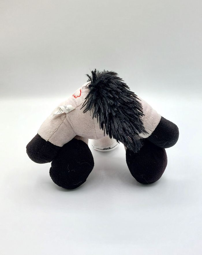 Peluche doudou âne gris Corse blanc noir TEXTISUN Corsica yeux bleux 25 cm assis - photo numéro 3