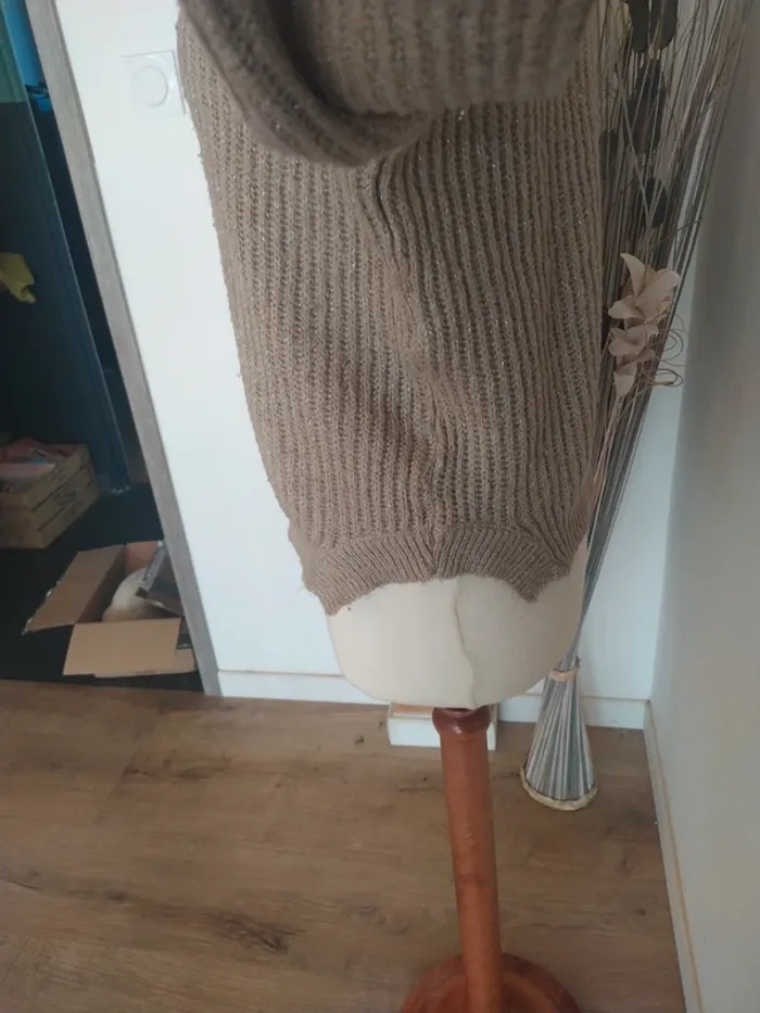 Pull beige et doré ample 34 - photo numéro 5