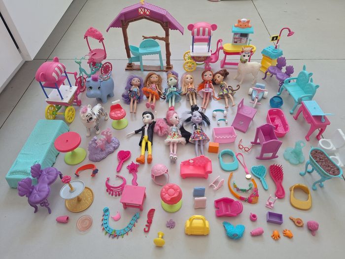 Lot enchantimals accessoires et animaux + 9 poupées enchantimals