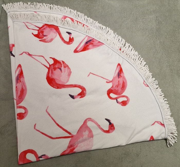 Serviette de plage ronde blanche, très bon état - photo numéro 2