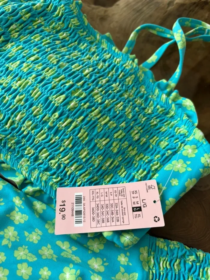 Maillot de bain 2 pièces Ardene femme fleurs bleu vert - photo numéro 4