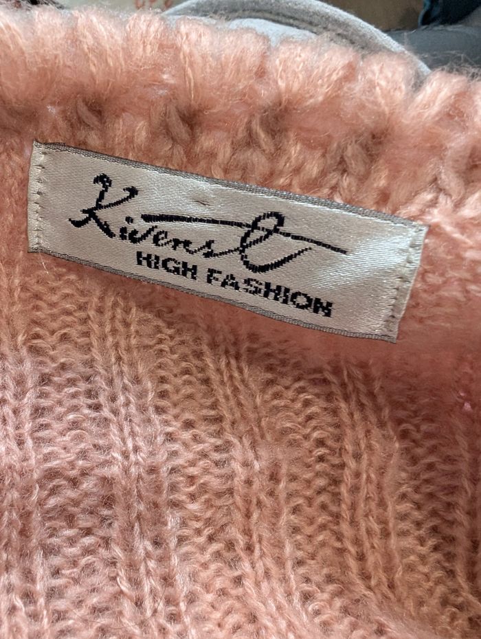 Boléro en tricot / crochet rose pâle femme Vintage Tu - photo numéro 4