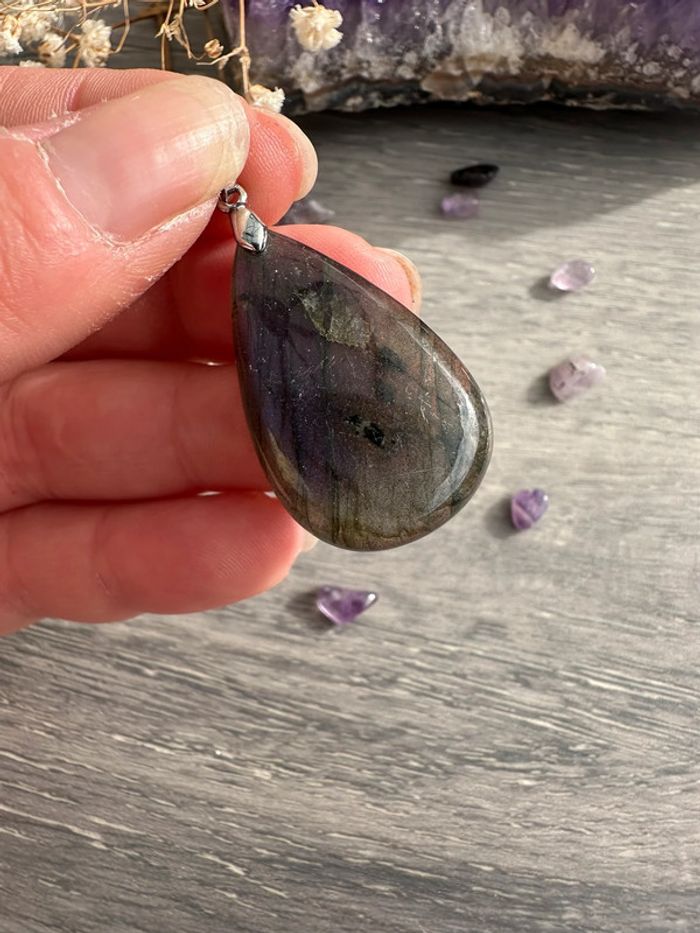 Pendentif en labradorite véritable de Madagascar – Pierre naturelle - photo numéro 7