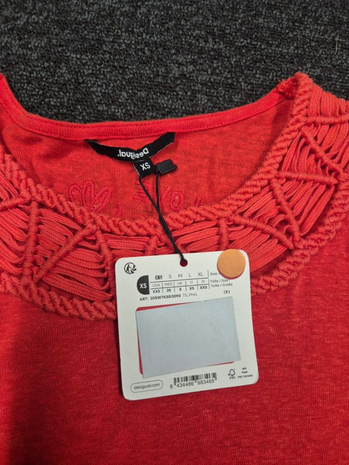 Haut rouge orangé neuf desigual taille xs - photo numéro 2