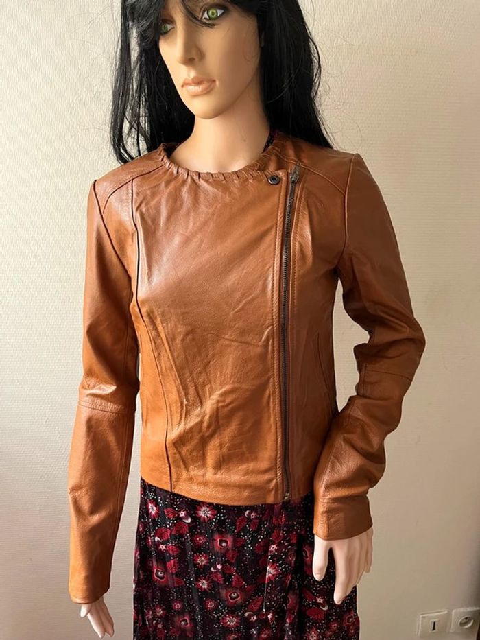 Veste en cuir femme marron de marque Jacqs leather design Taille S - photo numéro 3