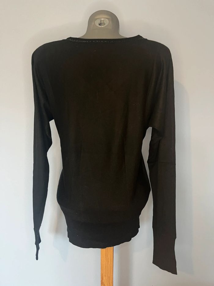 Pull léger noir, bande gris brillante - Promod - photo numéro 5