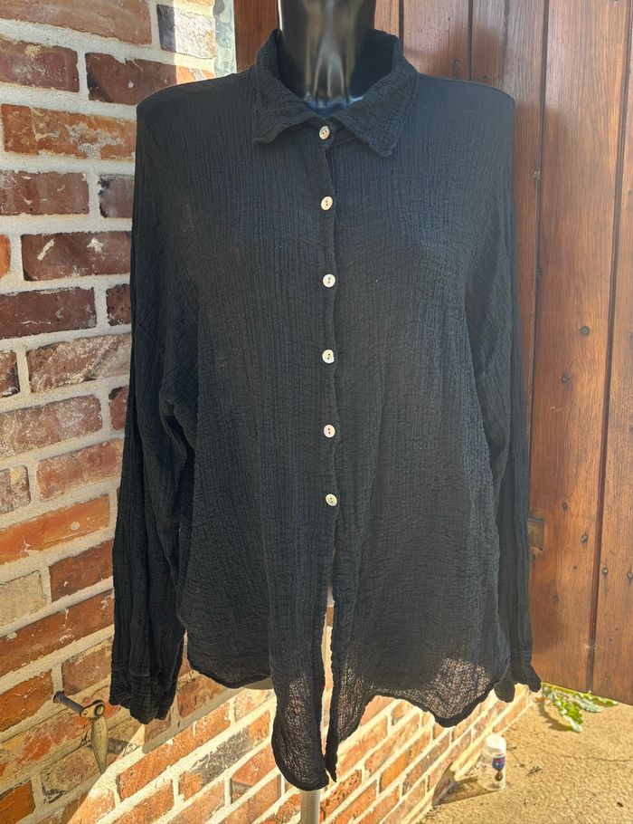 👕 Chemise noire en gaze de coton – Taille unique – Made in Italy - photo numéro 5