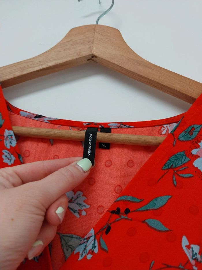 Robe rouge à fleurs Vero Moda XL - photo numéro 4