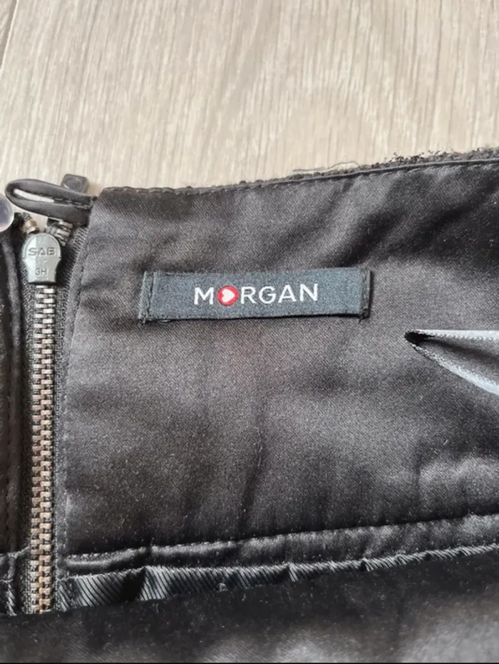 Jupe courte noire Morgan style tweed avec détails satinés Taille 36 - photo numéro 5