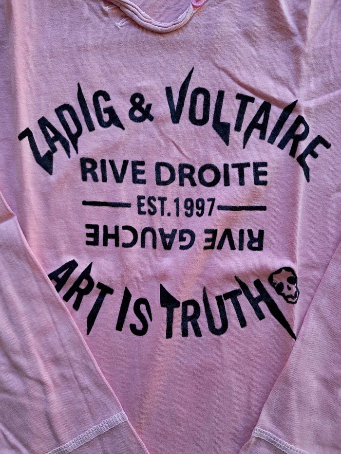 Tee shirt à manches longues rose Zadig et Voltaire 8 ans - photo numéro 2