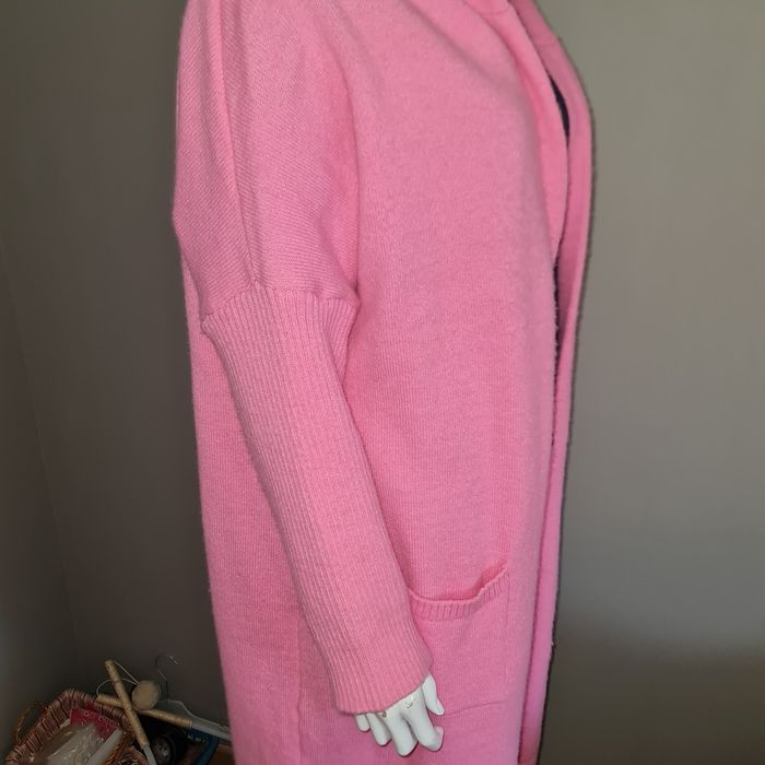 Long gilet maille oversize rose neuf - photo numéro 5