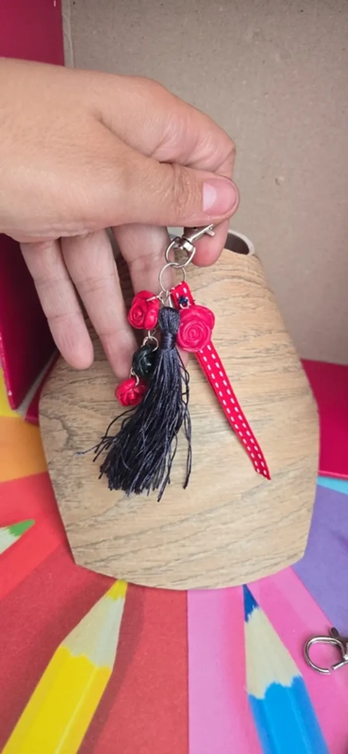 Porte clef rose divers Fimo Neuf - photo numéro 3
