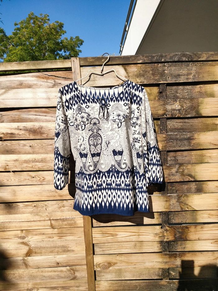 blouse S M bleu blanc cassé - photo numéro 2