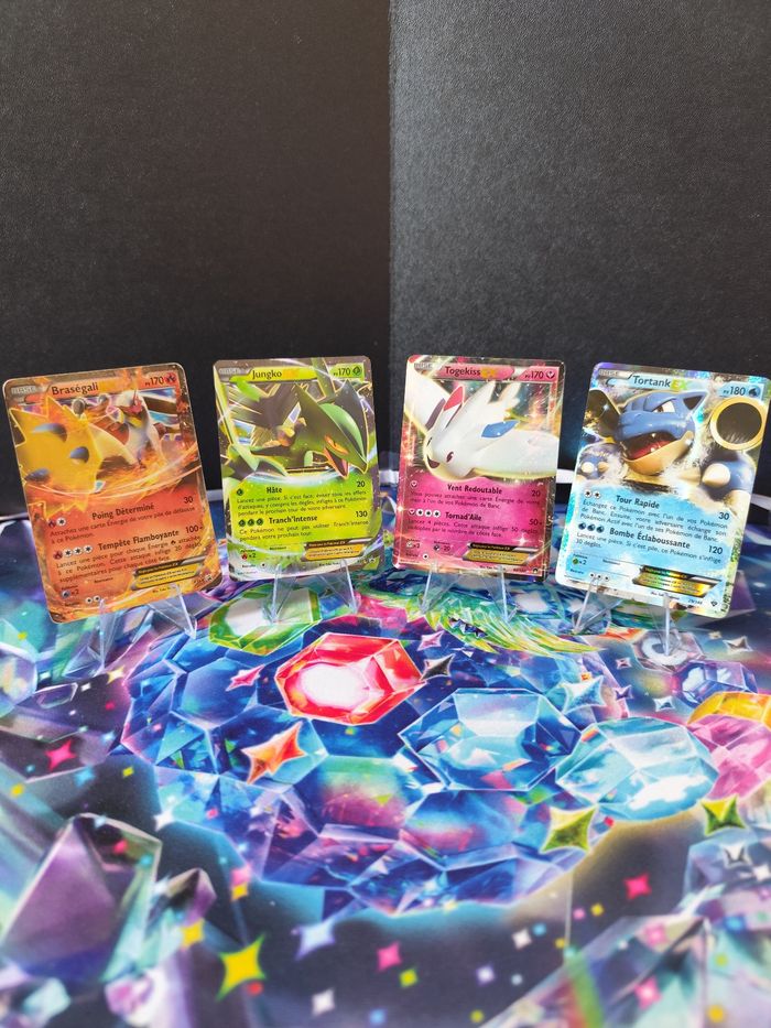 Lot de 4 cartes Pokemon Ex série XY tortank, Brasegali, togekiss, Jungko