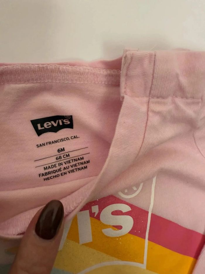 T-shirt Levi's rose fille 6 mois longues manches - photo numéro 3