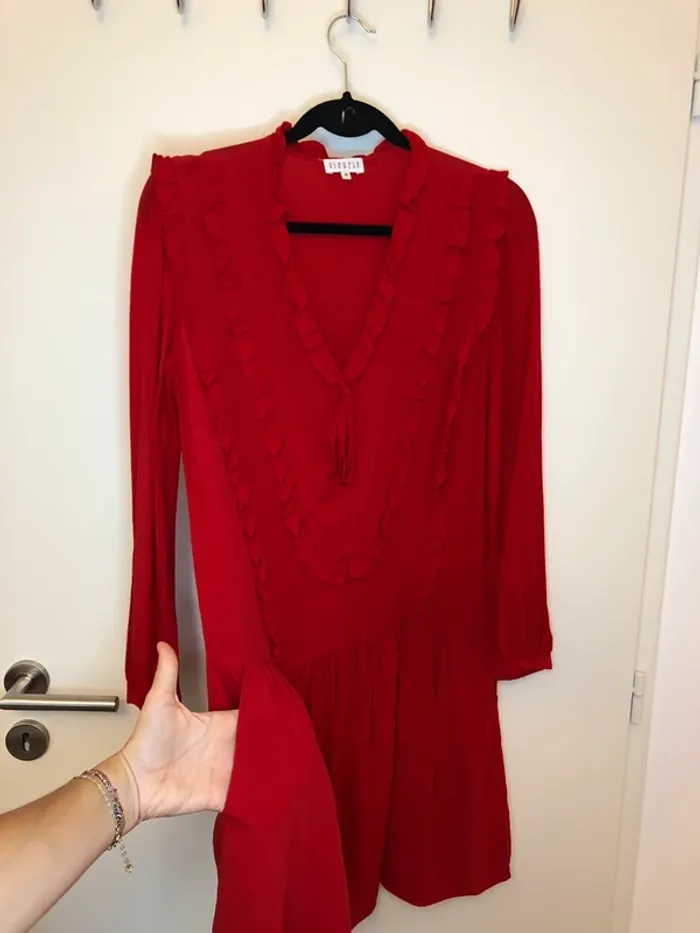 Robe à manches longues rouge Claudie Pierlot taille 36 - photo numéro 7