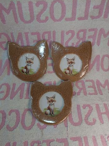 Lot de 3 cadres muraux tête de renard – décoration enfant