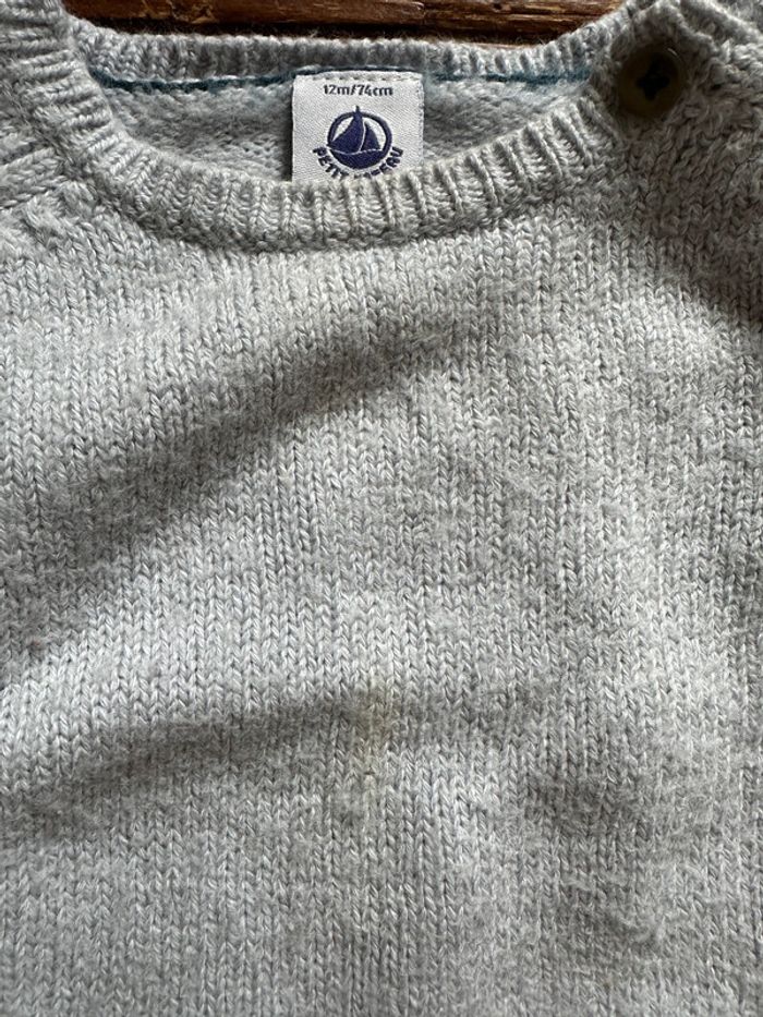 Pull Petit Bateau bleu ciel 12 mois - photo numéro 2