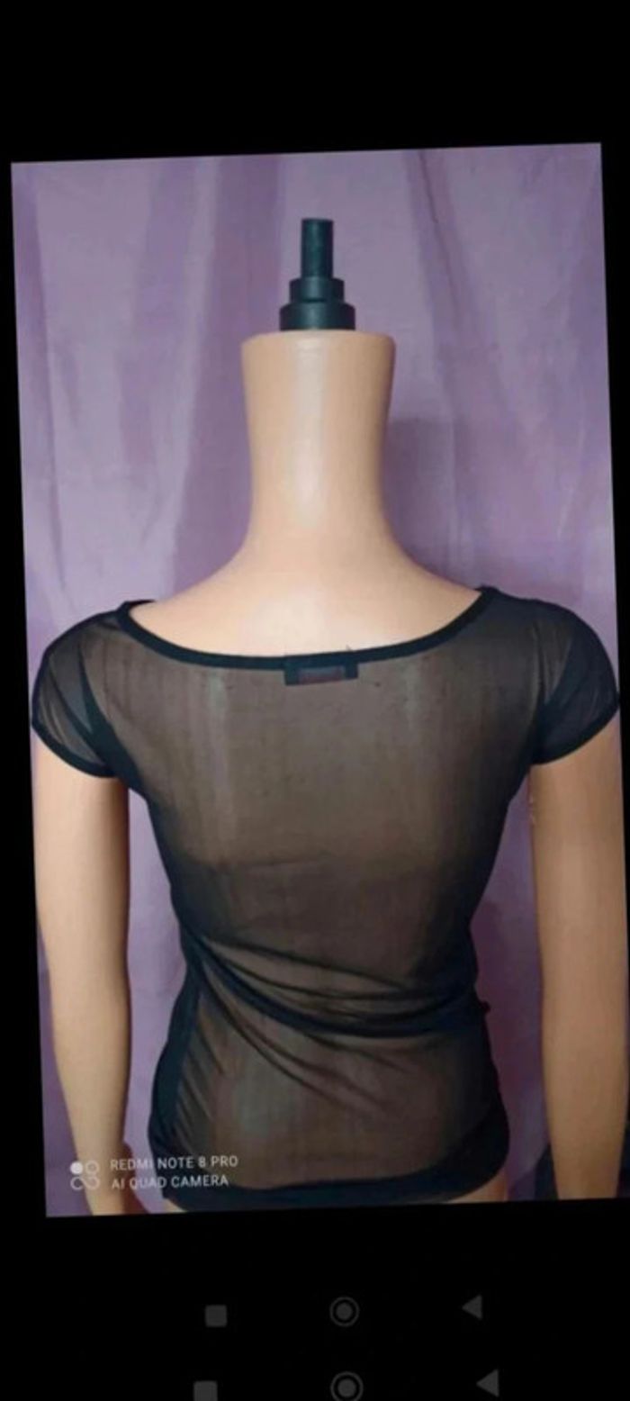 Top  haut noir transparent noir taille s - photo numéro 9