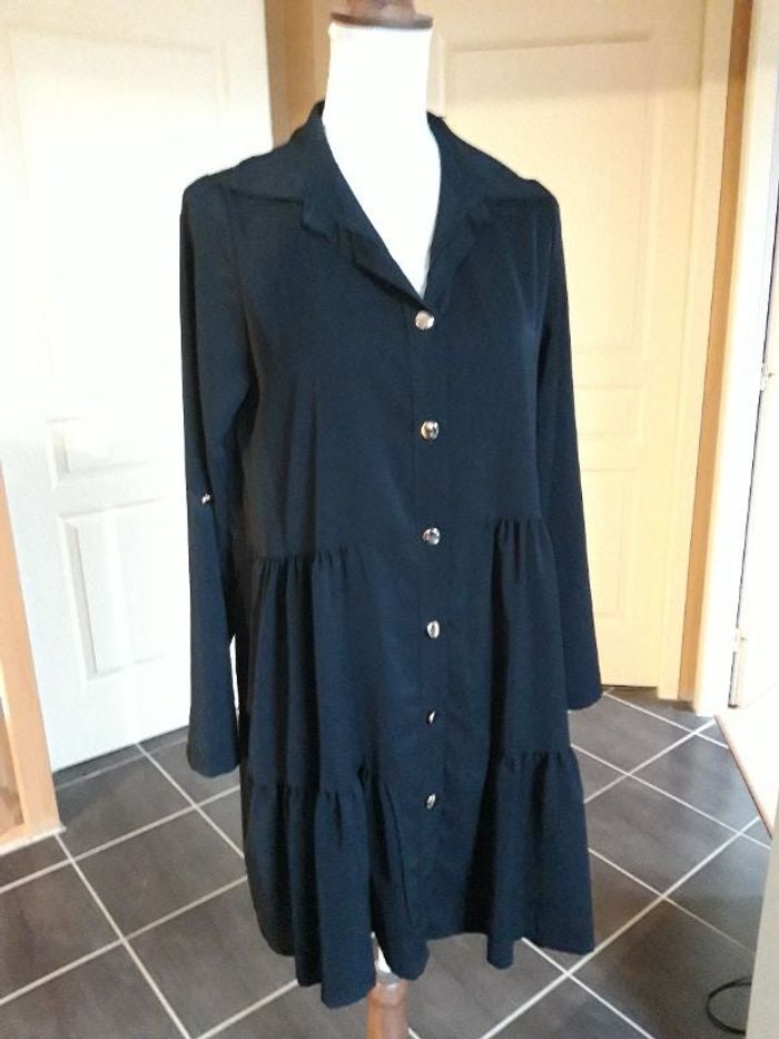 Robe tunique fluide trapèze noire